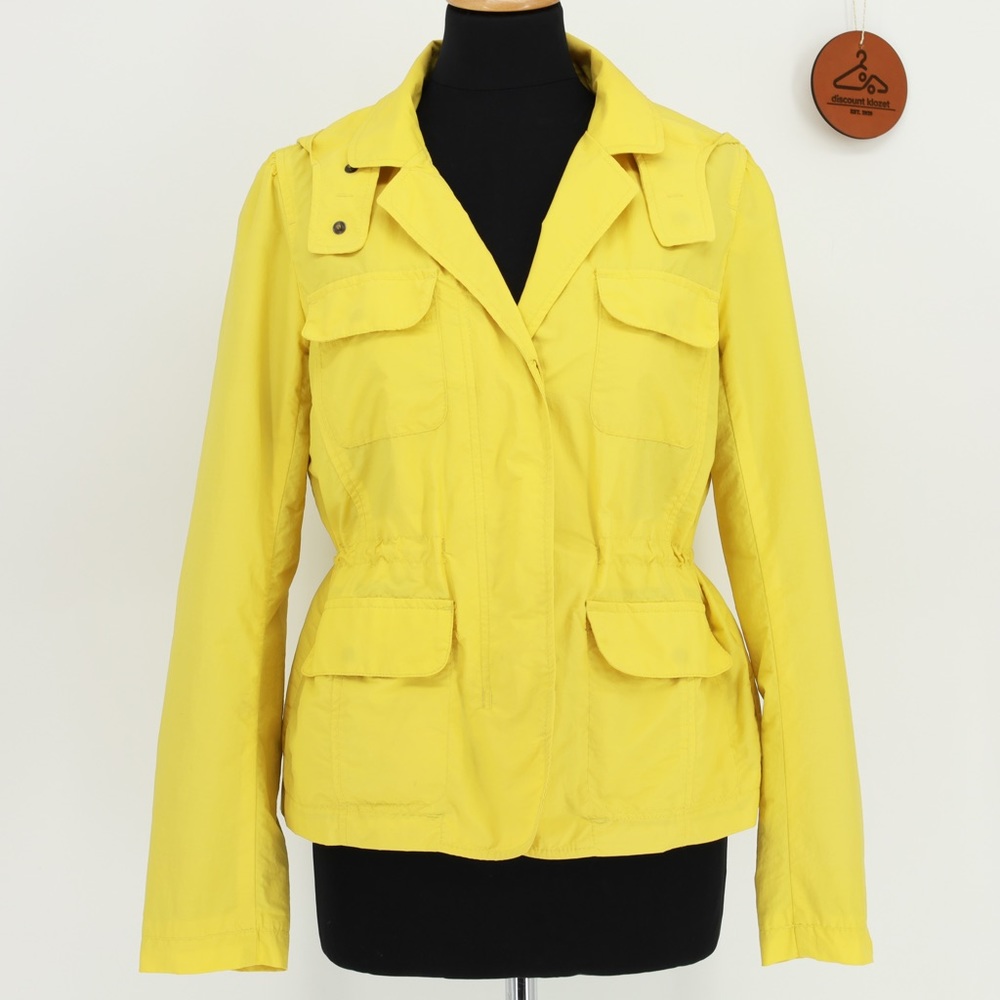 Ann Taylor LOFT Yellow Utility Jacket Detachable Hood Drawstring Waist Small